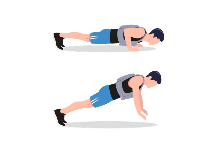 plyometric-push-up-with-a-weighted-vest-illustration-download-in-svg-png-gif-file-formats--man-doing-workout-home-active-exercise-pack-people-illustrations-7588969